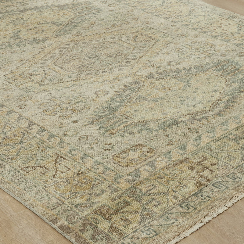 Amaris Sandstone Elegance Hand-Knotted Wool Area Rug, Rectangle 8' x 10'
