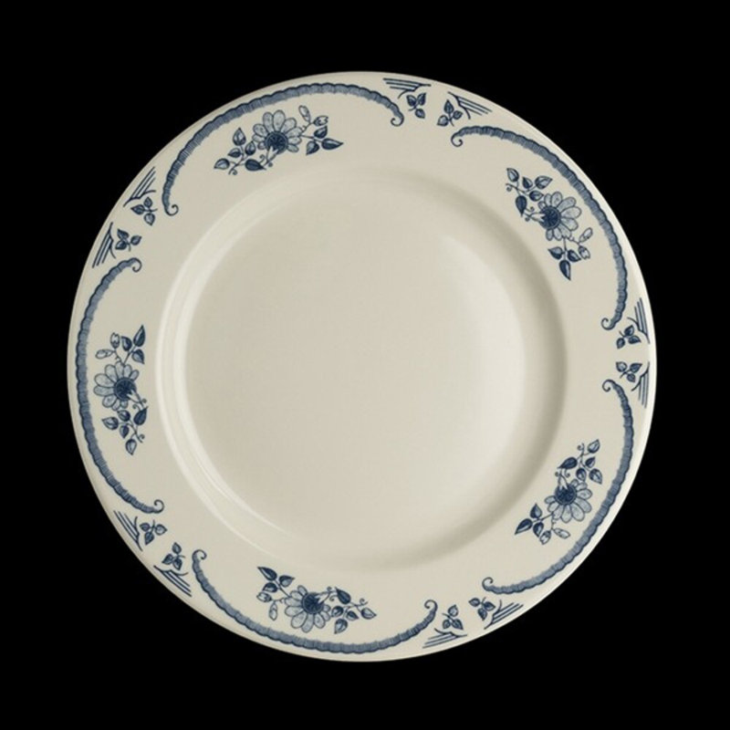 AMERICAN ROSE Plate Rolled Edge, White/Blue