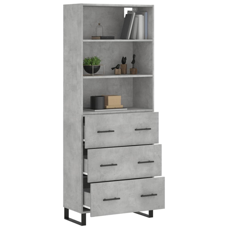 Catie 69.5cm Wide Highboard, Concrete Grey