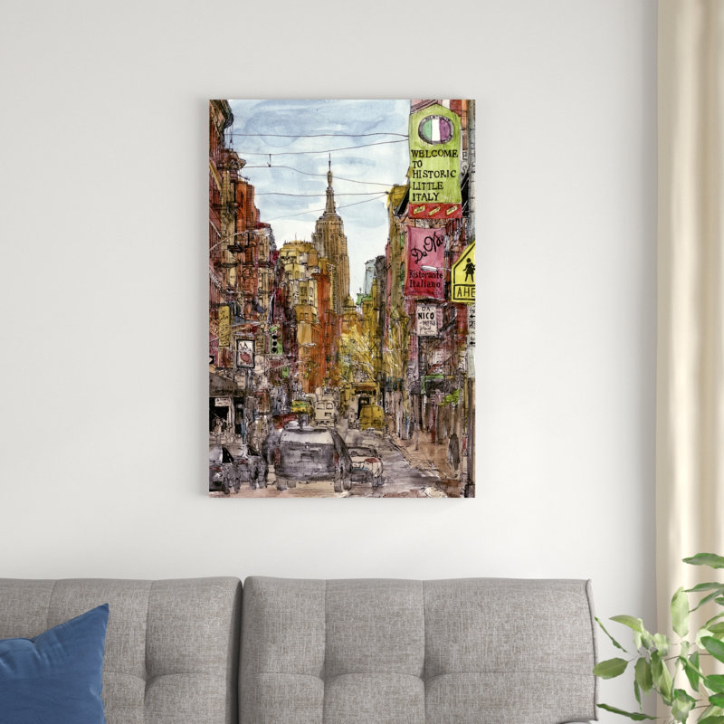 Scène de ville II, H 36 po x l 24 po x P 1,25 po