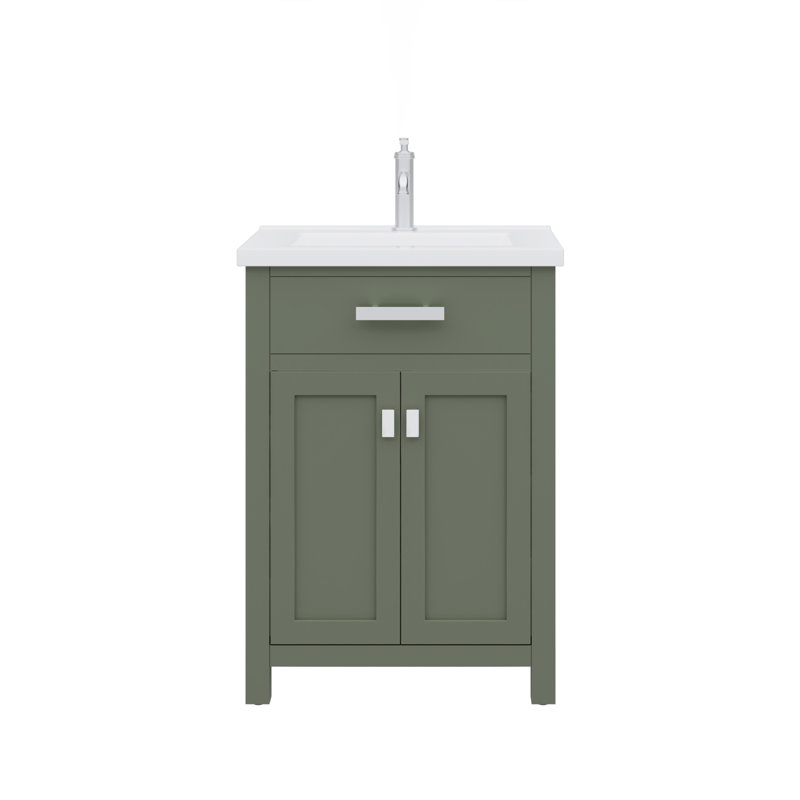 Caitlyn 24'' Single Bathroom Vanity with Ceramic Top, Glacial Green