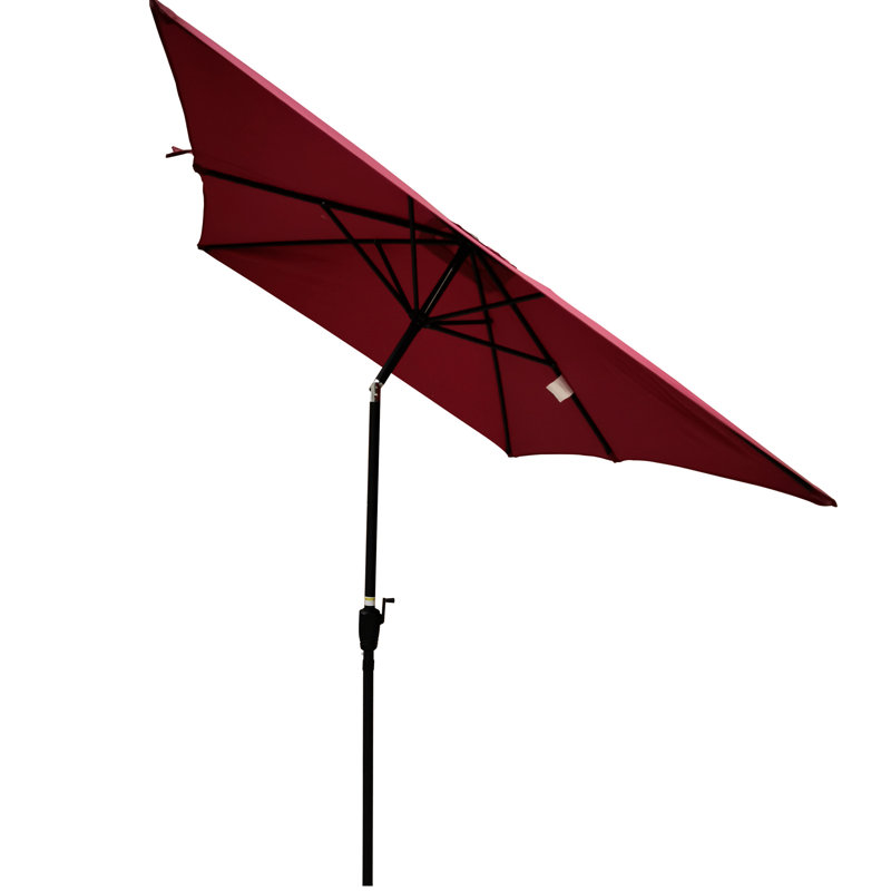 Parasol de patio extérieur 6 x 9 pi - Système de manivelle imperméable et résistant aux intempéries, mât en acier à bouton-poussoir inclinable, auvent rectangulaire pour cour arrière, jardin, piscine