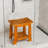 14.1-Inch Compact Teak Shower Stool With Shelf And Armrests. Waterproof And Non-Slip. Suitable For Small Bathrooms And Outdoor Use. Weight Capacity: 300 Lbs.