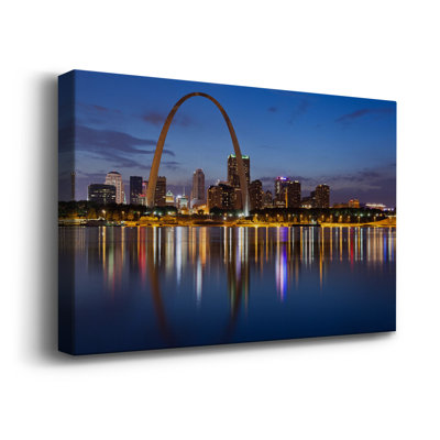 25_Gateway Arch At Twilight, toile tendue avec châssis de qualité supérieure - prête à être accrochée