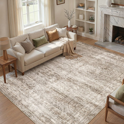 Vintage Versatile Washable Area Rug - Retro Floral Non-Slip Floor Mat for Living Room, Bedroom, Balcony - Fade Resistant Absorbent Carpet for Home
