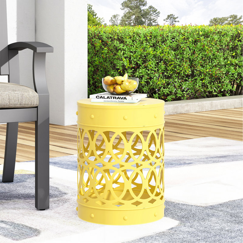 Table de bout d'extérieur en métal - Grand, Jaune