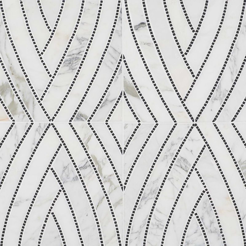 The New Palm Beach By Krista Watterworth Leaf White Polished Marble Mosaic