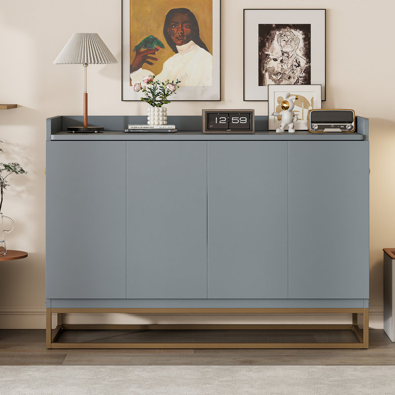 Grand lit escamotable avec pieds en fer, conception moderne, Gris