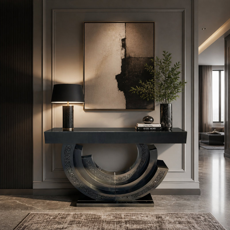 42.9 " W Glass Top Console Table