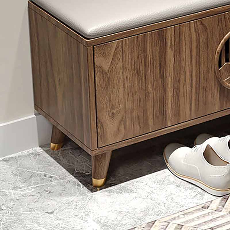 39.4in Multi-functional Shoe Storage Bench, Light Walnut