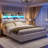Bed Frames With Hidden Storage Headboard & 4 Drawers, 49.2" Tall Upholstered Wingback Headboard With Led Lights And Charging Station, No Box Spring Needed-160895373-160895363