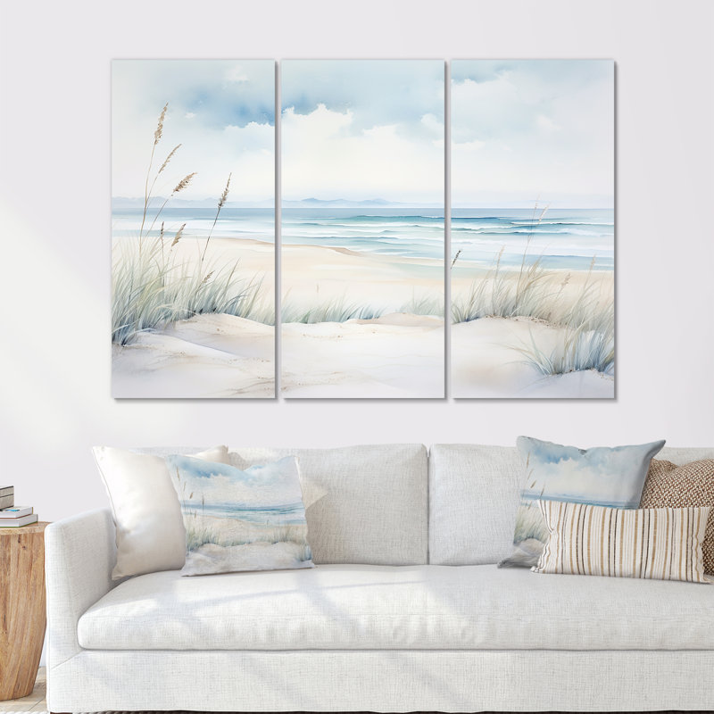 Ensemble de salon Soft Color Beach Horizon III - Coastal Minimalisme, H 32 po x l 48 po x P 1 po, Toile tendue