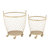2 Piece Gold Metal Deep Set Wire Basket Storage Cart with Wheels and Handle Set
