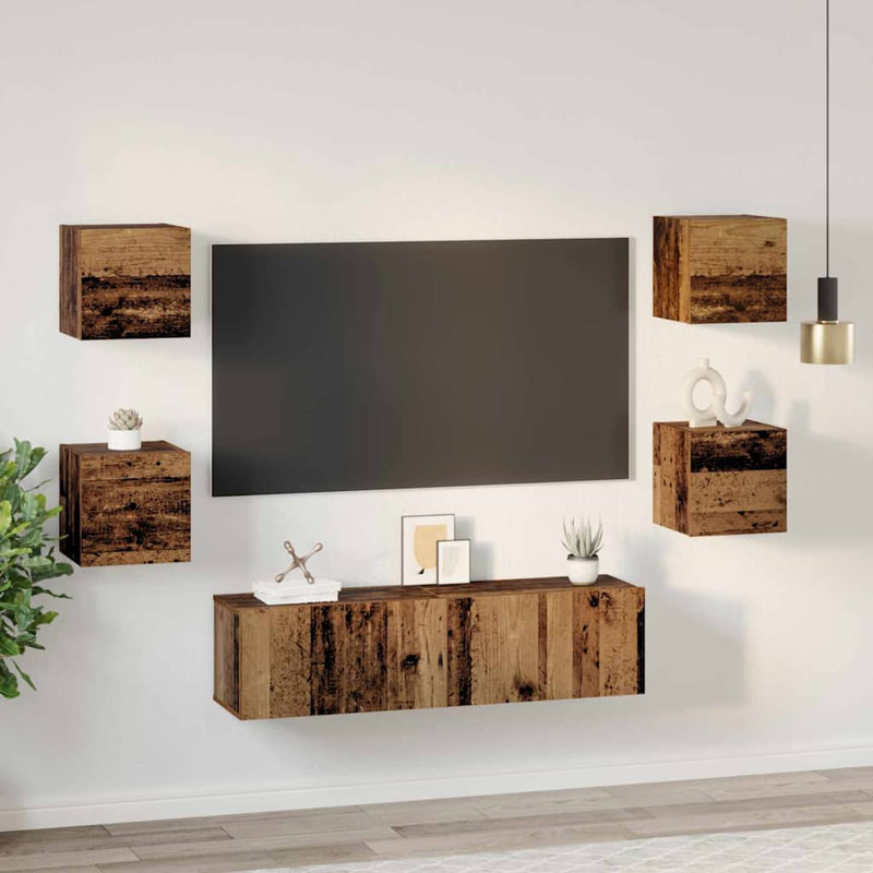 TV Cabinet Set 6 Pcs Medium 120 X 30 X 30 Cm, Old Wood