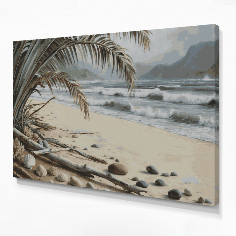 «Hawaiian Beach Neutrals», art mural sur toile grise, H 20 po x l 24 po