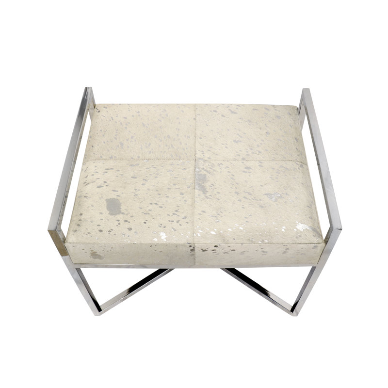 Safari Silver Foil Cowhide Bench