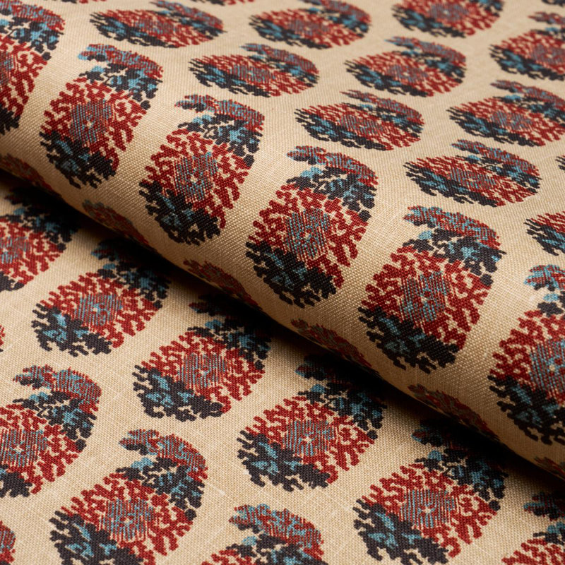 Schumacher X Rita Konig Terry Fabric, Red/Navy