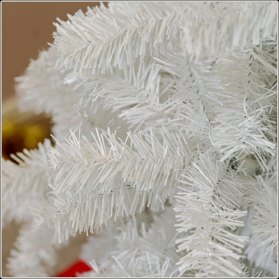 Arbre de Noël artificiel de 6 pi de hauteur, arbre de Noël non éclairé avec 1000 pointes de branches, ouverture automatique, base en acier, décoration des Fêtes pour bureau personnel, blanc