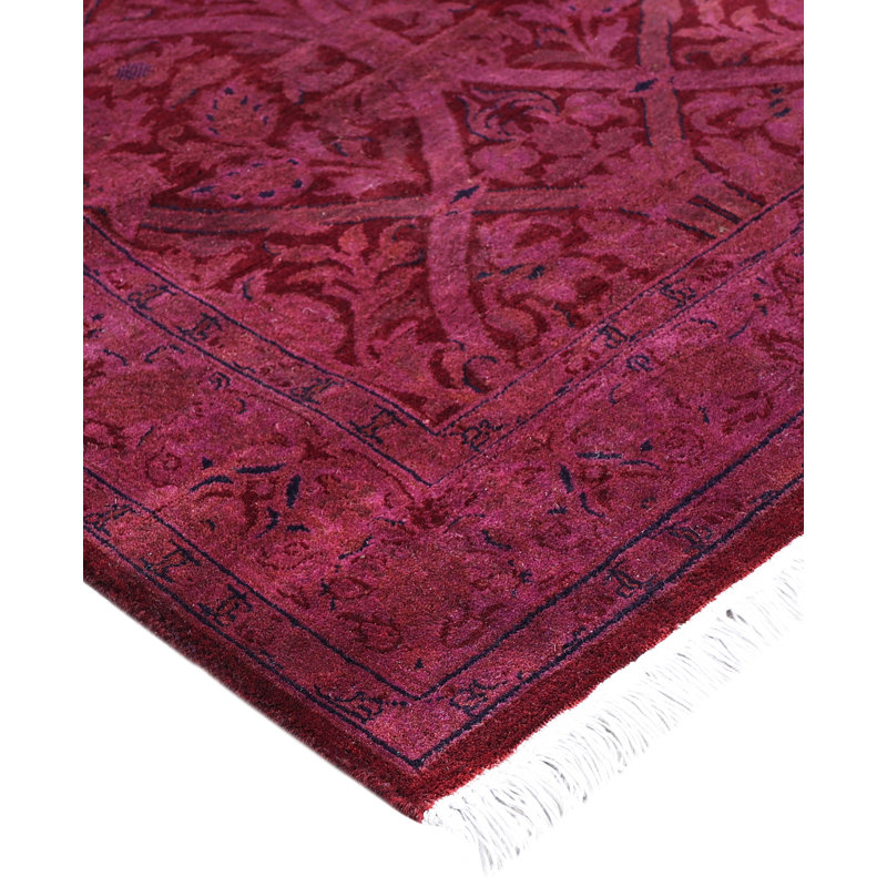 Overdyed Hand-Knotted Wool Modern-Contemporary Pink Runner 2' 7" x 12' 6"