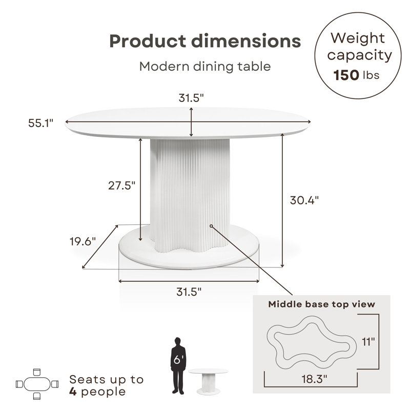 Ciani Dining Table With Glossy Top And Fluted Base