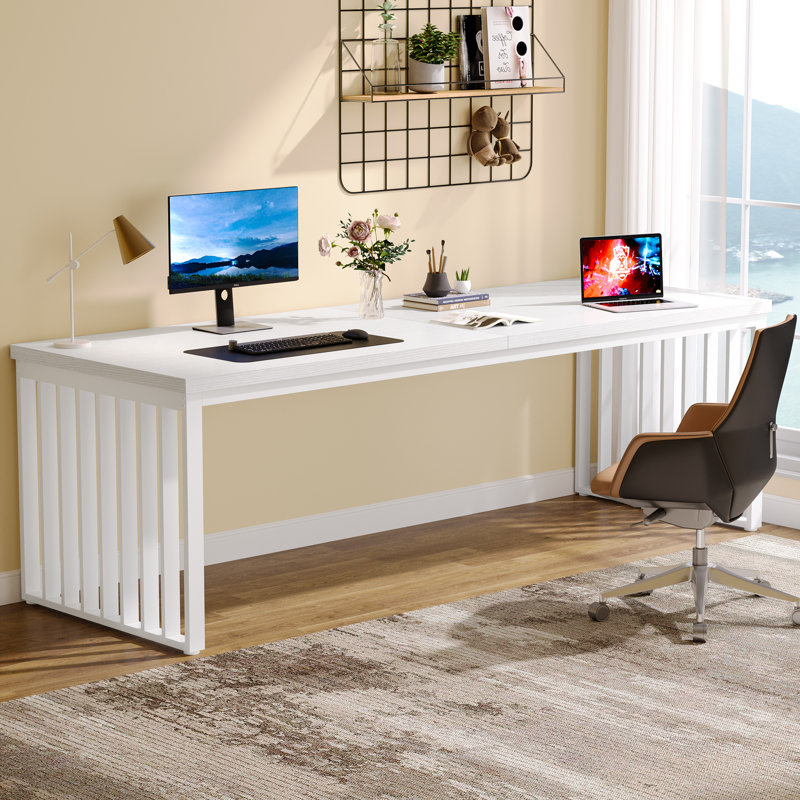 Bureau d'ordinateur l 78,74 po Lapo, Blanc / blanc