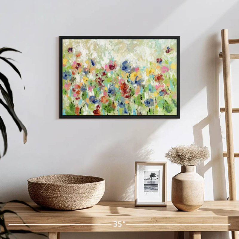 Springtime Meadow Flowers I, 19" X 13", Floating Frame Black