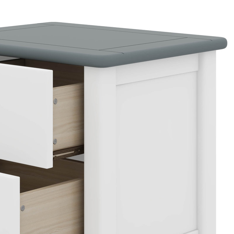Stylish Wooden Nightstand With Two Drawers For Kids, Functional End Table, White/Grey