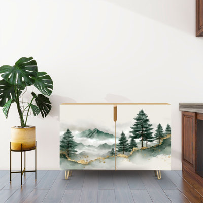 Buffet avec rangement et porte-fenêtre en forme de brume avec 2 portes pour le salon et la cuisine