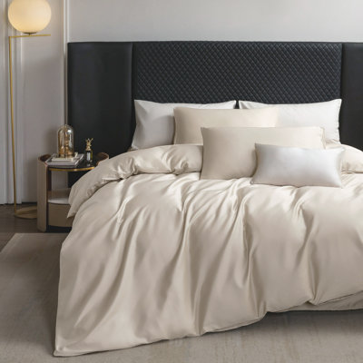 MooMee Duvet Cover Set Silky Sateen Look Luxury Sheen 100% Long-Staple Cotton 600TC 