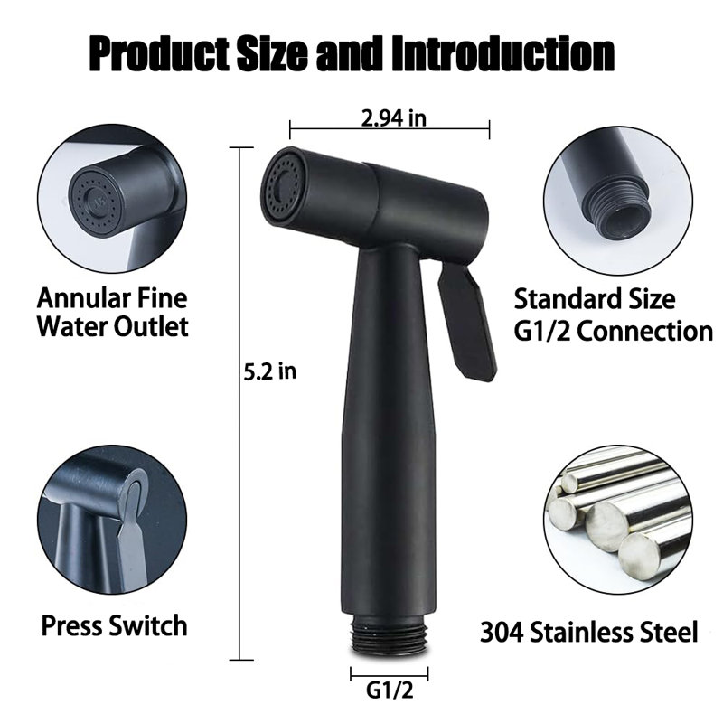 Douchette pour bidet en acier inoxydable, Nickel brossé