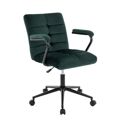 Kundra Home Office Desk Chair, Upholstered Adjustable Swivel Task Chair Gaming Chair With Wheels, For Study Living Room Vanity