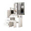 Ensemble de coiffeuse avec miroir coulissant éclairé, coiffeuse à maquillage avec 4 tiroirs et 9 espaces de rangement, compartiments cachés et tabouret rembourré, mobilier de beauté blanc pour la chambre à coucher