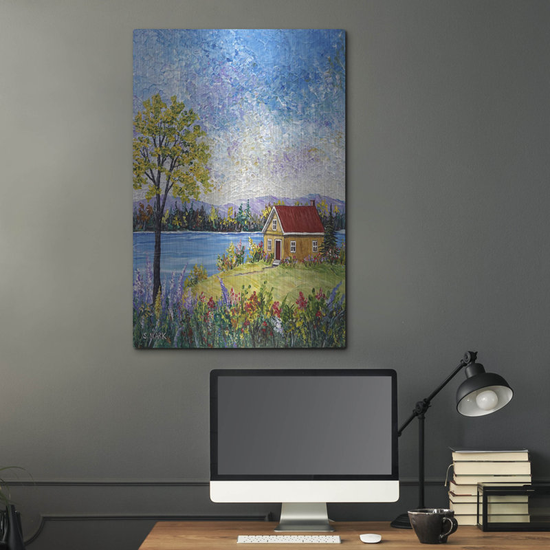 «Lake Flowers» par Sharon Mark, art mural en métal, H 36 po x l 24 po