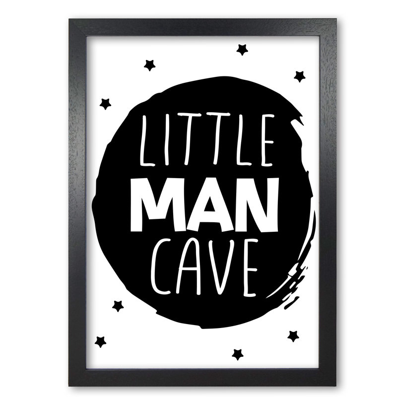 Little Man Cave Circle - Print, 85 cm H x 60 cm W x 5 cm D, Black Grain Frame