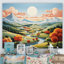 «Minimalist Colorful Mountain Valley I - Meadow», art mural