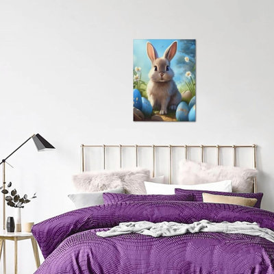 «Bunny Eggs Spring Floral Butterfly», art mural sur toile sans cadre 12 po x 16 po