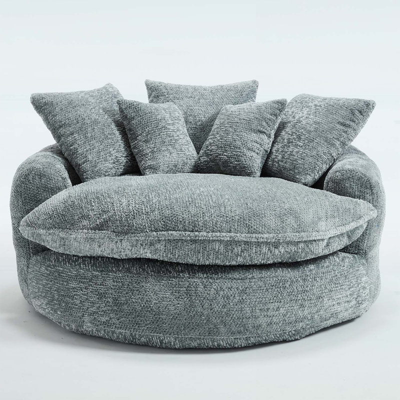 Fauteuil de 55 po de long en mousse de polyester, fauteuil rond surdimensionné, canapé-lit moelleux et moderne pour les salons et les salles de détente