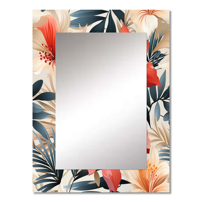Altunay Tropical Whisper Tropical Pattern - tropical  Unique Wall Mirror Decor, Tropical Large Mirror, Printed Metal Art