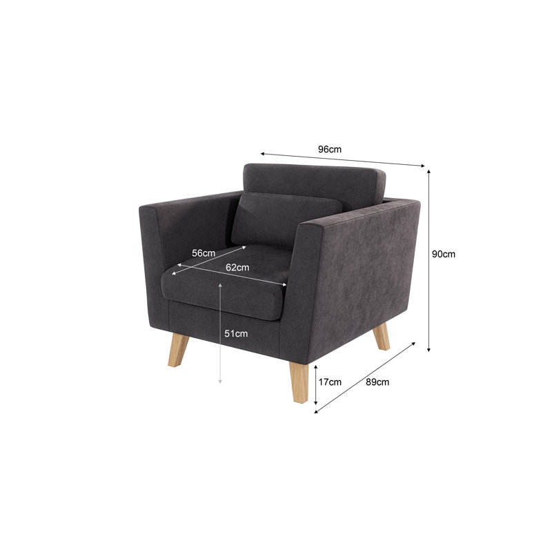 Armchair with Wooden Legs In Scandinavian Style , Graphite
