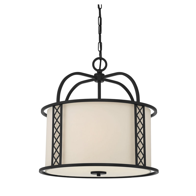 Luminaire suspendu tambour 3 lumières, Noir mat