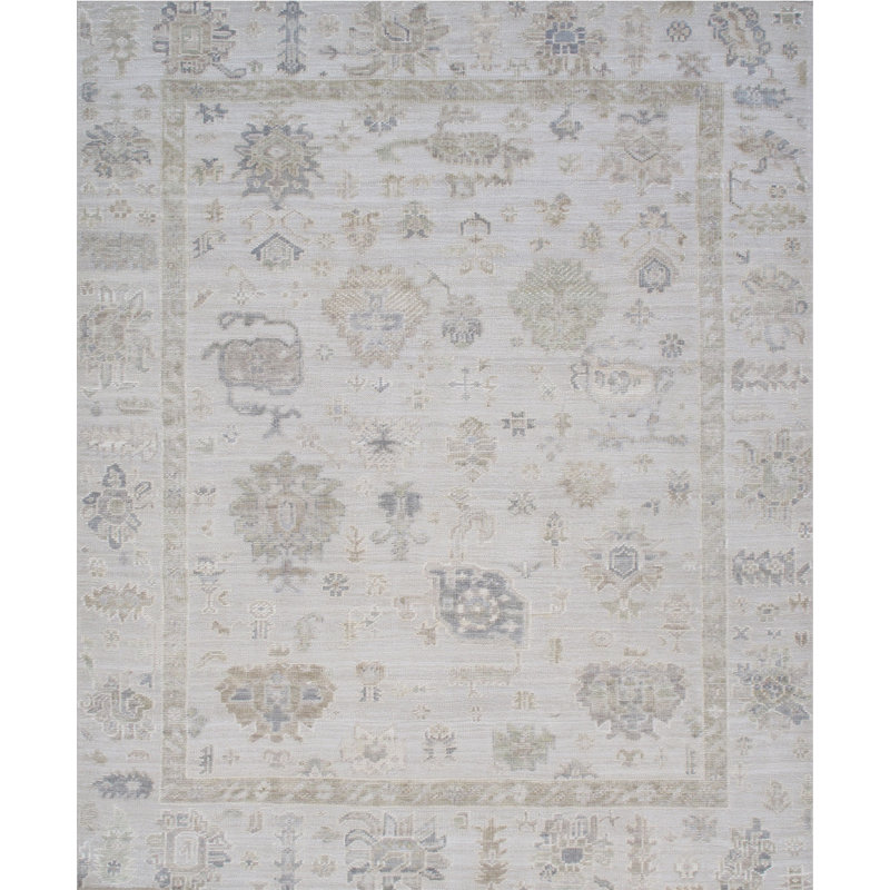 Oushak Beige/Cream Wool Area Rug, Rectangle 8'2" x 10'