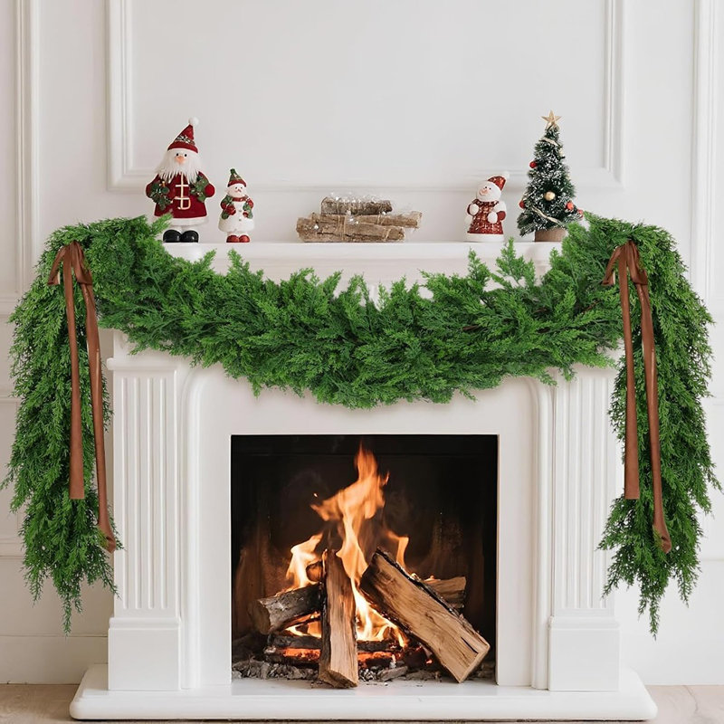 Guirlande en cèdre artificiel - vert - 6 pi - Verdure réaliste, décor intérieur / extérieur des Fêtes