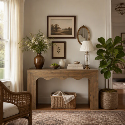 63" Console Table, Wooden Sofa Table Entryway Table with Storage