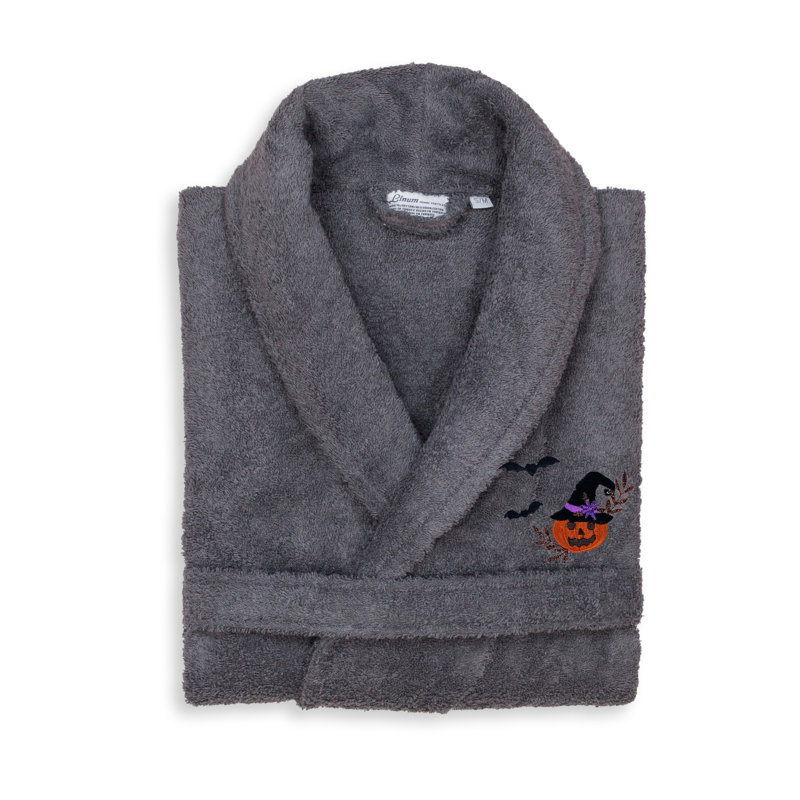 Peignoir 100% lin turque unisexe The Holiday Aisle® - Tête de citrouille, S / M, Gris