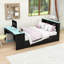 Lit plateforme en bois avec tête de lit RVB Smart, lit gigogne et bureau-1334727639-1334727636
