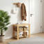 Banc à chaussures en bambou à 3 niveaux avec rangement et sièges 11 po x 20 po x 18 po, rangement pour la chambre à coucher-1322993541