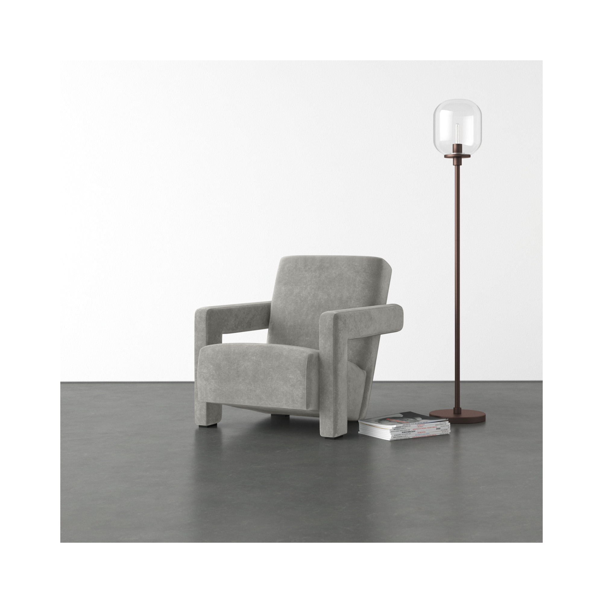Olsen 27.3" W Velvet Armchair, Gray Velvet