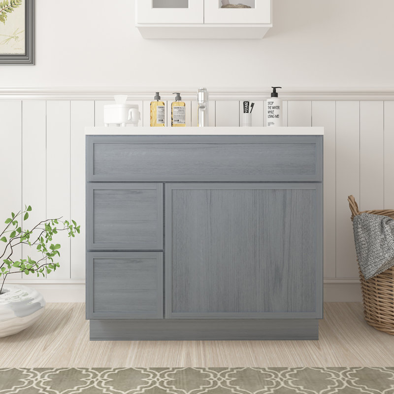 Base de meuble-lavabo simple 36 po seulement, Argent argent