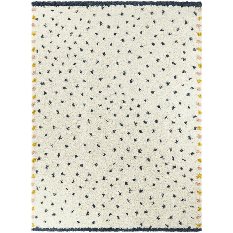 Warmley Polka Dots Shag Area Rug, Rectangle 4'4" x 6'