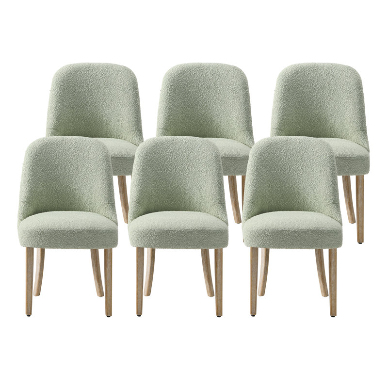 Water And Stain Resistant Boucle Upholstered Side Chair (Set Of 6), Desert Sage